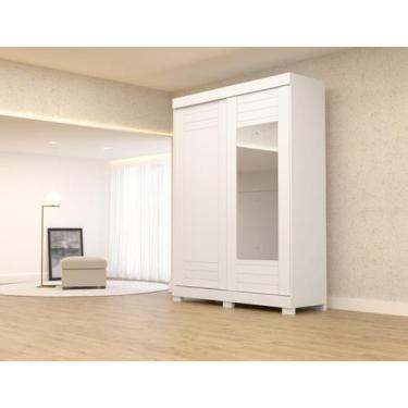 Imagem de Roupeiro solteiro 02 portas 02 gavetas AYLA Acp móveis, Branco, MDF