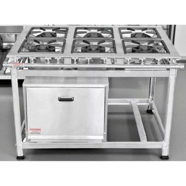 Imagem de Fogão Industrial 6 Bocas 40x40 em Aço Inox com Forno Leona