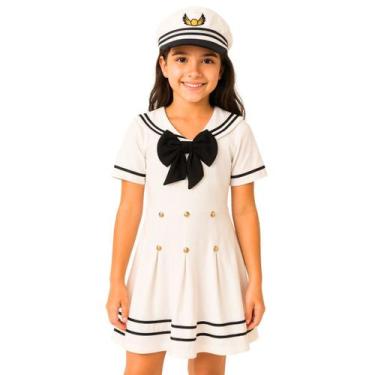 Imagem de Vestido Fantasia Infantil Marinheiro Chapéu Festa Passeio - anjo da ma