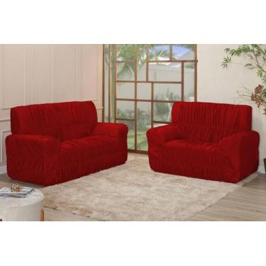 Imagem de Kit Capa para Sofá 3 E 2 Lugares 21 Elásticos Malha Gel Decoração Sala