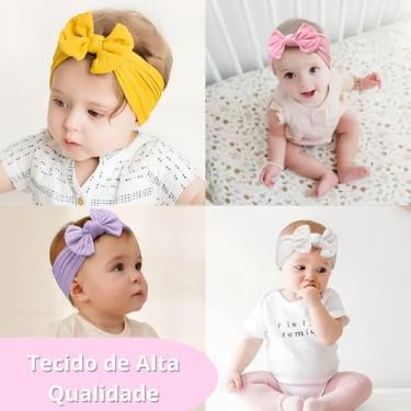 Imagem de Kit 5 Turbantes Feminino Infantil Lacinho Macio Slim Bebê - Castelo Ma