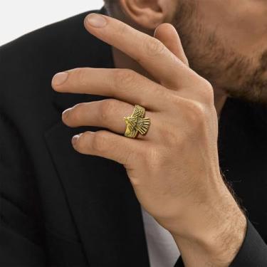 Imagem de Anel de águia masculino aço inoxidável vintage animais anel ajustável prata/ouro/preto joia moderna tamanho 07-14, 14, Aço inoxidável, Sem pedra preciosa