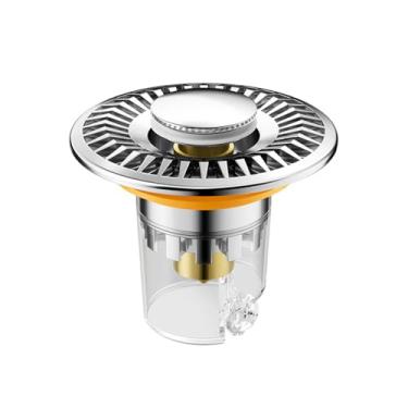 Imagem de Filtro de ralo universal para pia de banheiro, tampa de pia de banheira, coletor de cabelo, coador de pia com núcleo de cobre com coletor de cabelo removível de aço inoxidável para banheiro, lavatório