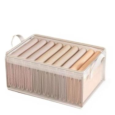 Imagem de Cesto Organizador Multiuso de Roupas Íntimas e Calças – Caixa de Armazenamento Dobrável em Tecido Respirável para Closet e Gavetas (Transparente,1pcs)