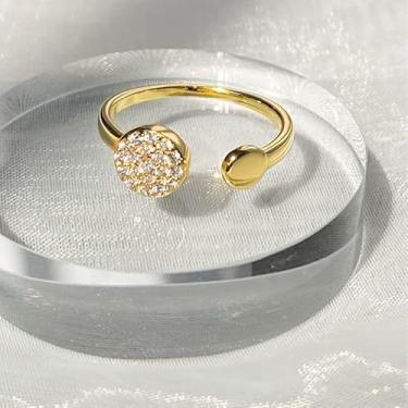 Imagem de Anéis redondos ajustáveis de zircônia cúbica aberta para mulheres anéis redimensionáveis delicados empilháveis empilháveis, One Size, Metal, Zircônia cúbica