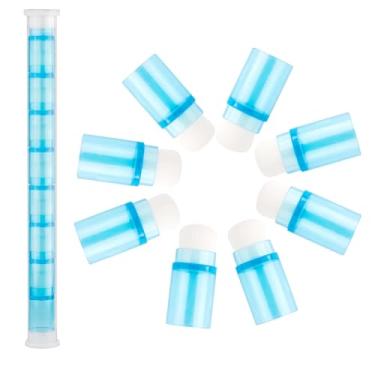 Imagem de 8 pincéis de mistura para fazer cartões, pontas de dedo de cerdas macias, mini pincéis empilháveis de liquidificador com tubo de armazenamento, ferramenta de mistura de tinta para projetos de pintura