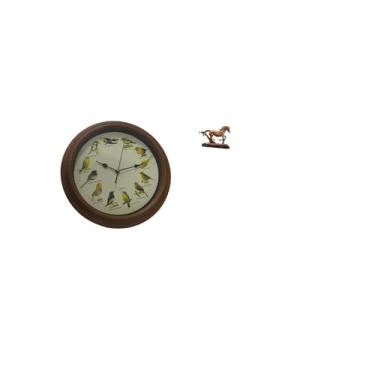 Imagem de Fenteer Relógio de Parede Elegante com Canto de Pássaros E Escultura de Cavalo, Arte para Decoração de Mesa de Sala de Jantar E Enfeite de Casa