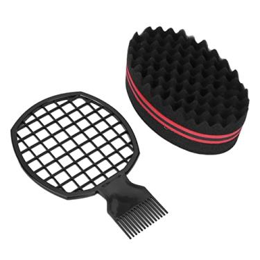 Imagem de ZJchao Esponjas de Cabelo para Cachos Masculinos Negros, Esponja para Cachos de Cabelo de Pente de Torção de Conjunto de de Salão de Casa Profissional Portátil Ferramenta de Estilo de Pente de de Afro Portátil