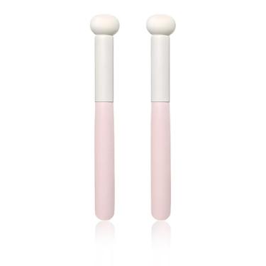Imagem de 2 peças de esponja corretivo de cogumelos esponja esponja em pó pincel corretivo sob os olhos pincel de maquiagem puff pincel aplicador de esponja corretivo para rosto nariz pálpebras novato pincéis
