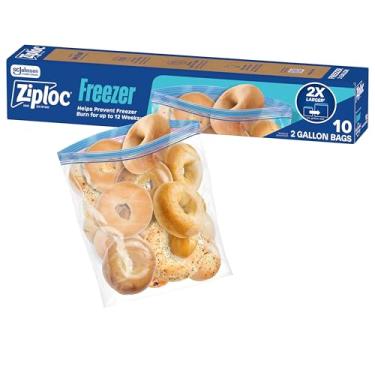 Imagem de Ziploc Sacos para freezer de armazenamento de alimentos de 2 galões, tecnologia Grip 'n Seal para facilitar a aderência, abrir e fechar, 10 unidades