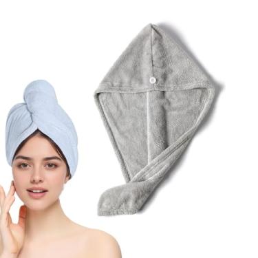Imagem de Toalha de cabelo para mulheres, turbante de secagem de cabelo ultra absorvente, turbante encaracolado anti-frizz