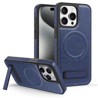 Imagem de Capa de telefone com suporte invisível de luxo para iPhone 11 12 13 14 15 Pro Max Suporte de couro de textura para capa de pára-choque Magsafe, T8, para iPhone 12Pro Max