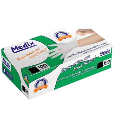 Imagem de Luva Procedimento SEM PÓ Látex Médix 100 Uni Cor Branca - MEDIX, P