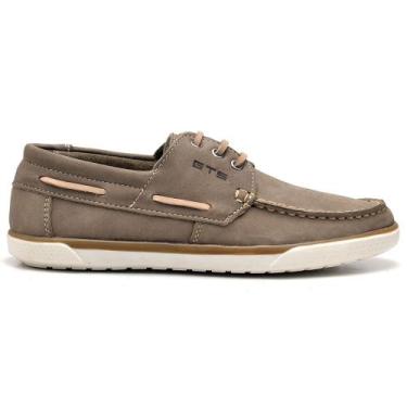 Imagem de Mocassim Top Side Couro Legítimo Nobuck Palmilha Gel Areia - GTS, Bege