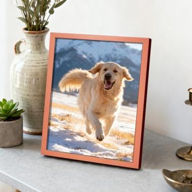 Imagem de Porta-retrato estilo galeria de 12 x 17 cm com borda ampla, design minimalista moderno para exibição de parede ou mesa, rosa