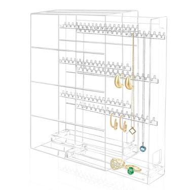 Imagem de XUNSAIL Organizador de brincos de joias, suporte para exibição de orelhas, caixa de suporte com suporte para colar de acrílico