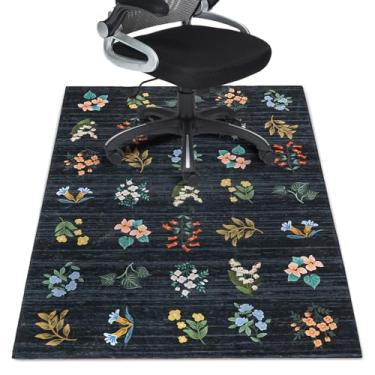 Imagem de Tapete de cadeira de escritório para piso de madeira 91 x 122 cm, tapetes de escritório para cadeiras de rodinhas, cadeira de mesa de computador, tapetes protetores de flores silvestres