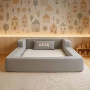 Imagem de Cama Montessoriana Solteiro Aconchego 100% Espuma Boucle Cinza Keiko -