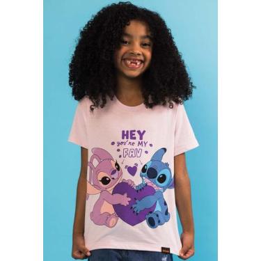 Imagem de Camiseta Infantil Disney Stitch e Angel Meu Favorito - Piticas, 8, Ros