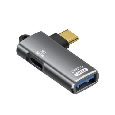 Imagem de Adaptador 2 em 1 USB tipo C para USB 3.0 com porta PD de 100 W, USB fêmea para USB C macho OTG conversor de transferência de dados (em movimento) para iPhone 17/16/15, MacBook, iPad