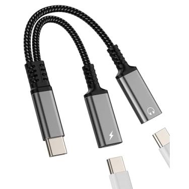 Imagem de Adaptador de fone de ouvido USB C Splitter tipo C 2 em 1 para iPhone 16 15 Pro Max DAC cabo carregador de áudio compatível com Samsung Galaxy para iPad Air 4 Dongle de porta dupla carregamento fone de