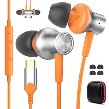 Imagem de Fones de ouvido USB C com fio para iPhone 17 16 Pro Max Samsung S25 S24 FE Ultra S23 com fio, fones de ouvido tipo C, fone de ouvido com isolamento de ruído com microfone para Galaxy A17 A16 iPad 11