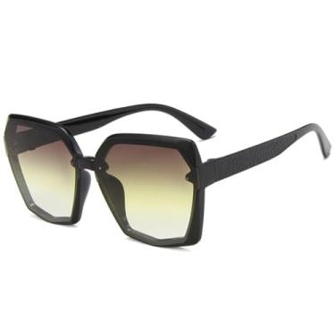 Imagem de JRLLFD Óculos de sol grandes com armação irregular, feminino, masculino, para esportes ao ar livre, direção, proteção UV400 (preto, cinza, amarelo)