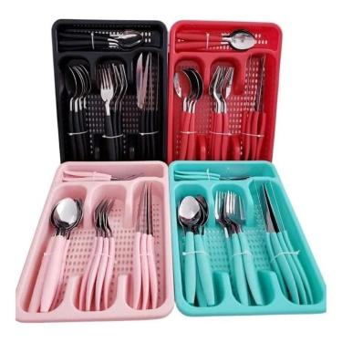 Imagem de Faqueiro Jogo De Talheres Inox Com Porta Talher Com 25 Peças