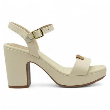 Imagem de Sandalia Modare Ultra Conforto Feminina Salto Alto Macio, Creme, 35