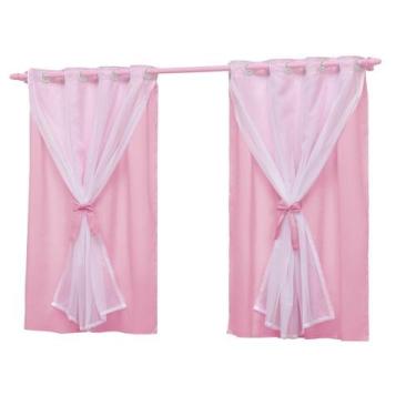 Imagem de Cortina Rosa para Janela 2,20x1,30 Quarto de Menina Teen - EMPÓRIO DO 