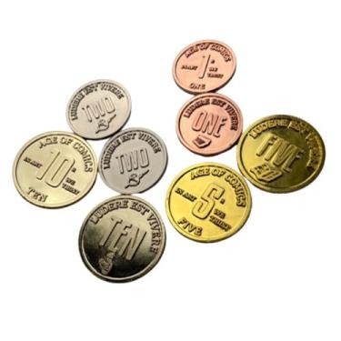 Imagem de Age of Comics: The Golden Years | Metal Coins | Premium Game Upgrade with 72 Metal Coins in 4 Denominations | Durable, Immersive Accessory for Board Games