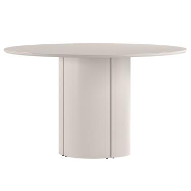 Imagem de Mesa De Jantar Redonda Para 6 Lugares 135cm Tampo Mdf Com Vidro Serena Off White - New Ceval