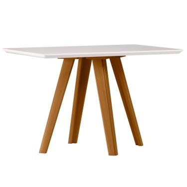 Imagem de Mesa De Jantar Para 4 Lugares 1,20m Tampo Mdf Com Vidro Mariah Ypê/off White - New Ceval