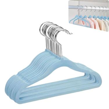 Imagem de Kit Cabides Infantil Slim De Veludo - Organização Compacta azul