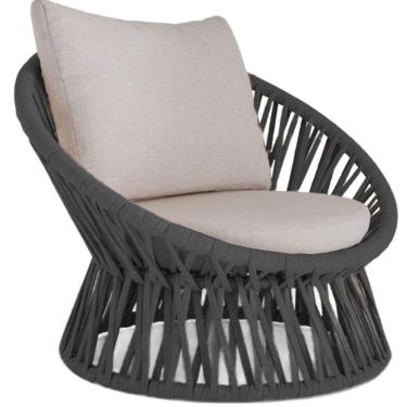 Imagem de Poltrona Area Externa Monza Alumínio Pintura Corda Náutica Preto