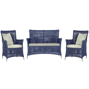 Imagem de Jogo Sofá E 2 Poltronas Igapó Alumínio Fendi E3 Trama Azul