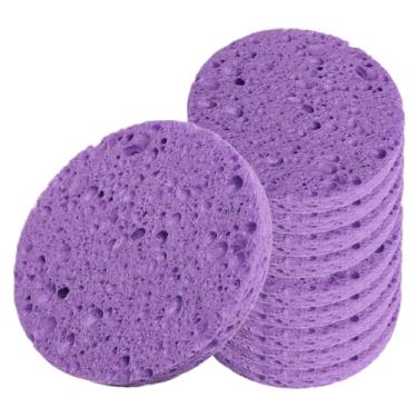 Imagem de Kokiya Esponjas faciais para remoção suave de maquiagem, cuidados com a pele, itens essenciais para viagem, discos de limpeza facial, esponja de limpeza, Roxo, 10 Peças