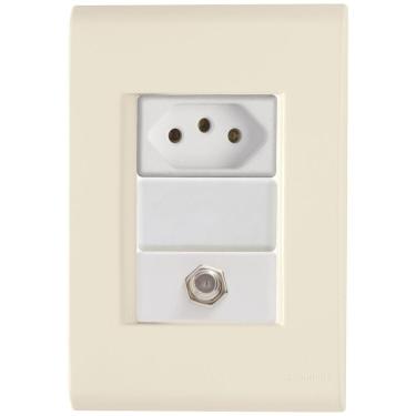 Imagem de Cj Tomadas 10a E Tv Sat Coaxial Liz Bege Tramontina Completo Pronto Tramontina