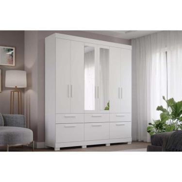 Imagem de Guarda Roupa Casal 6 Portas E 5 Gavetas C- Espelho Porto Branco