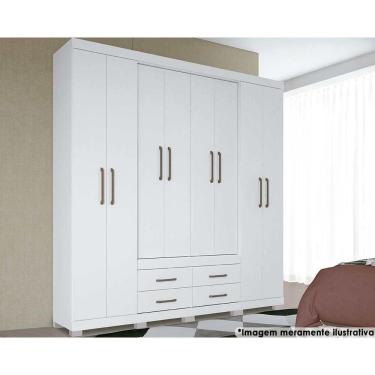 Imagem de Guarda Roupa Casal 8 Portas E 4 Gavetas C/ Pés Nápoles Branco - Santos Andirá