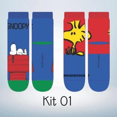 Imagem de Kit com 2 Pares de Meia Infantil Menino Snoopy (Peanuts)  Produto Lice