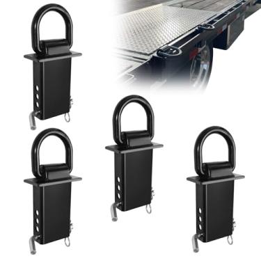 Imagem de DEWHONETE 4 peças de anel D de bolso removível resistente de 5/20.3 cm adequado para caminhões utilitários de reboque de mesa com bolsos de estaca padrão de 5 x 10 cm 6,803 kg de anel D para caminhões