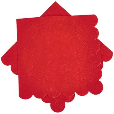 Imagem de Ottin Guardanapos de papel de coquetel de cor sólida recortado vermelho – 100 unidades, 12,7 cm – guardanapos descartáveis para casamento, aniversário, chá de panela, noivado, ação de graças, Natal