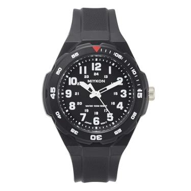 Imagem de Miykon Relógios masculinos analógicos de mergulho esportivos pretos – Relógio impermeável 100 m com bisel giratório, relógio tático do exército suíço com horário militar – Resina leve à prova de