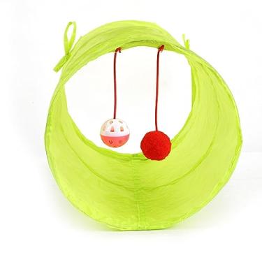 Imagem de Generic Túnel de Gato Tubo de Gato Verde Durável Dobrável Grande Espaço Som Sino Crinkle Design Brinquedo, Jogo Interativo para Interno, Perfeito para Proprietários de Animais de Estimação