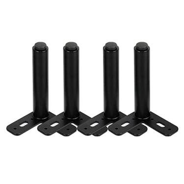Imagem de Conjunto de 4 pernas de metal para móveis, pés cilíndricos de ferro fundido, pernas de mesa de escritório ajustáveis, metal resistente, design industrial, ajustável: 1 cm, peso do rolamento: 1000 kg
