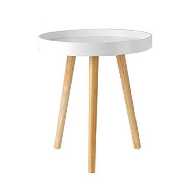 Imagem de Mesa lateral mesa lateral bandeja de TV mesa de sofá de bambu mesa de cabeceira mesa de lanche para sofá, escrita, leitura, sala de estar, decoração de escritório em casa, 3 cores 2 tamanhos (cor