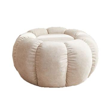 Imagem de ZABEES Banqueta com tecnologia de descanso para os pés, pufe otomano, corredor, trocador de sapatos, banqueta redonda para descanso de pés para sala de estar, assento acolchoado de quarto