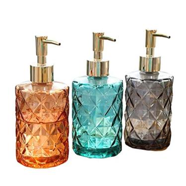 Imagem de Yalych Dispensador de sabão decorativo garrafas dispensadoras de sabonete, vidro transparente, loção de bancada - garrafas bomba de sabão para sabão orgânico líquido cozinha banheiro acessórios