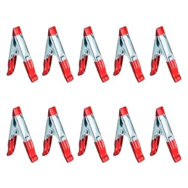 Imagem de Conjunto de Grampos Multiuso, 10 Peças, Vermelho e Prata, Plástico e Metal, 2 Polegadas, para Marcenaria, Carpintaria e Artesanato